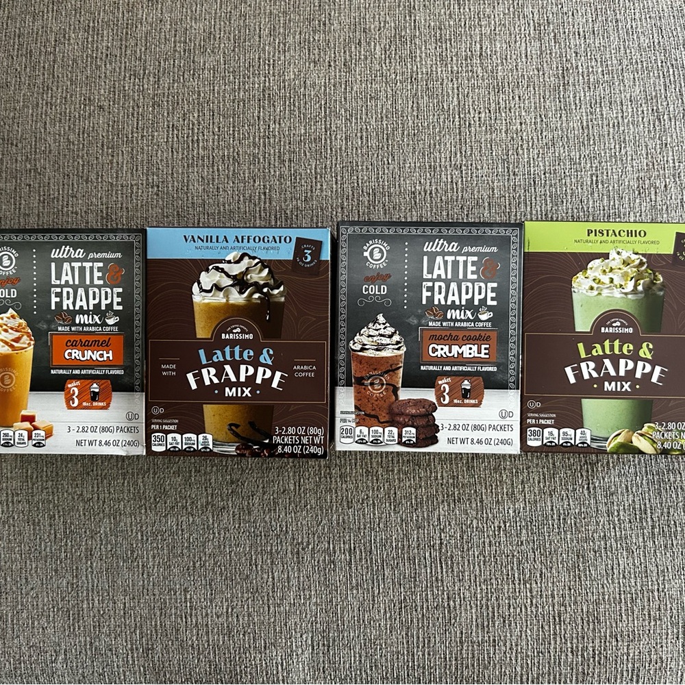 Barissimo Latte & Frappe Mix, 4 flavors.